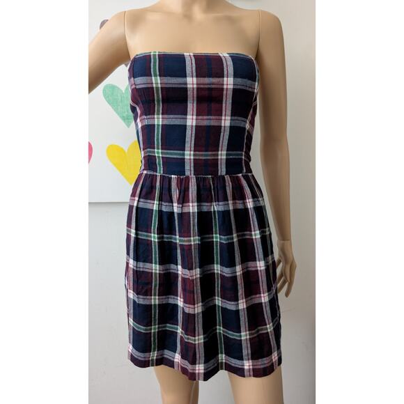 abercrombie & fitch strapless tartan plaid flannel dress medium nwt - Picture 1 of 8